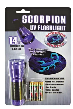 Best Choice Scorpion 14 LED Black/Purple LED UV Flashlight AAA Battery