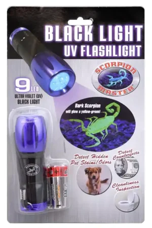 Scorpion 9 LED Black/Purple LED UV Flashlight AAA Battery New Arrival