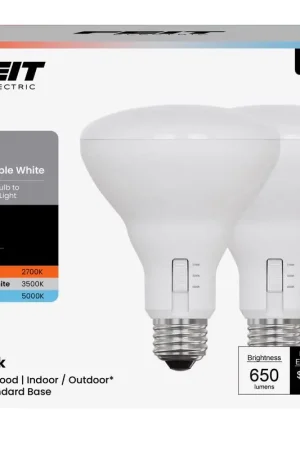 Best Seller Feit BR30 E26 (Medium) LED Bulb Adjustable White 65 Watt Equivalence 2 pk