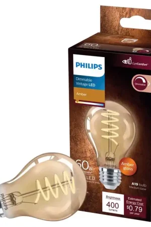 Hot Deal Philips A19 E26 (Medium) LED Bulb Amber 60 Watt Equivalence 1 pk