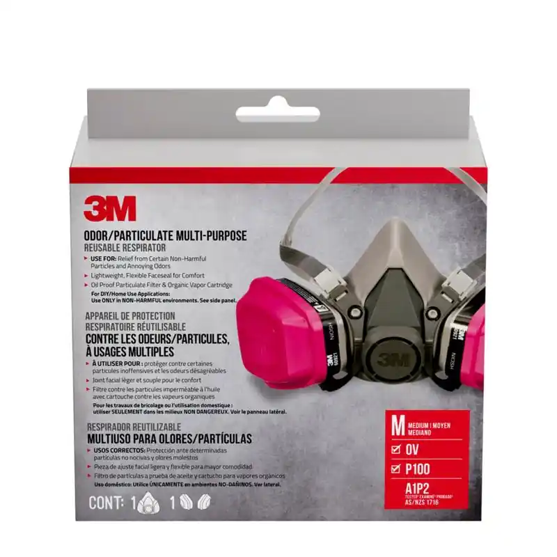 3M P100 Multi-Purpose Half Face Respirator Valved Multicolored M 1 pc Buy Direct