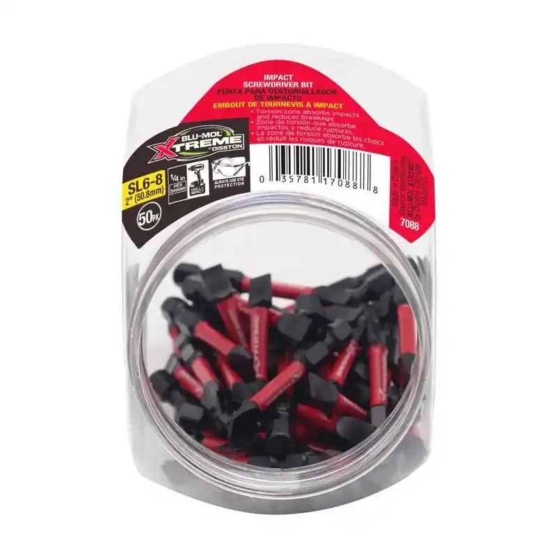 Professional Grade Blu-Mol Xtreme Slotted 2 in. L Screwdriver Bit S2 Tool Steel 1 pc, Pack of 50
