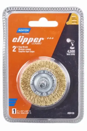 While Supplies Last Norton Clipper 2 in. Coarse Crimped Wire Cup Brush Brass 4500 rpm 1 pc