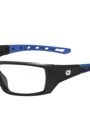 Flash Sale General Electric 04 Series Impact-Resistant Safety Glasses Clear Lens Black/Blue Frame 1 pk