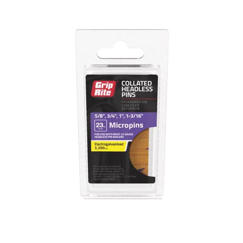 Price Cut Grip-Rite Assorted in. L X 23 Ga. Straight Strip Electro Galvanized Micro Pin Variety Pack 3200 pk, Pack of 5
