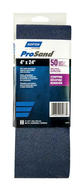 Norton ProSand 24 in. L X 4 in. W Zirconia Alumina Cloth Protable Sanding Belt 50 Grit Coarse 2 pk Discount