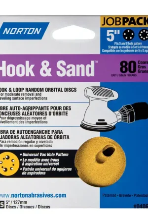 Express Delivery Norton Hook & Sand 5 in. Aluminum Oxide Hook and Loop A250/A290 Sanding Disc 80 Grit Coarse 25 pk