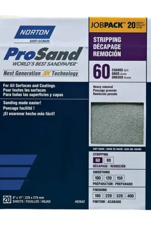 Direct From Factory Norton ProSand 11 in. L X 9 in. W 60 Grit Aluminum Oxide Sandpaper 20 pk