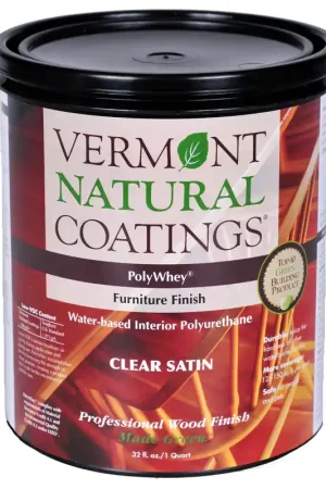 Secure Checkout Vermont Natural Coatings PolyWhey Satin Clear Water-Based Furniture Finish 1 qt, Pack of 6