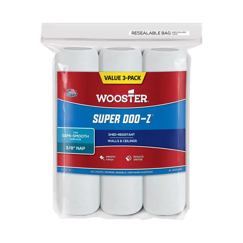 Wooster Super Doo-Z Fabric 9 in. W X 3/8 in. Paint Roller Cover 3 pk In Demand