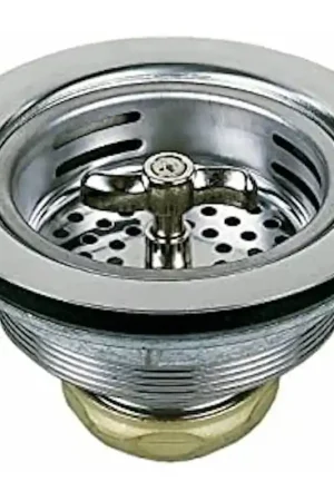 Instant Buy PlumbCraft 3-1/2 in. D Chrome Silver Stainless Steel Spin Lock Basket Sink Strainer