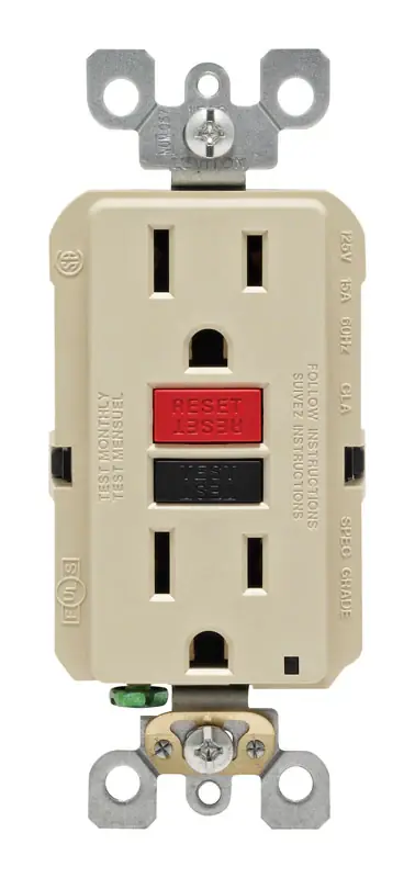 Leviton SmartlockPro 15 amps 125 V Duplex Ivory GFCI Outlet 5-15R 1 pk Fast Shipping