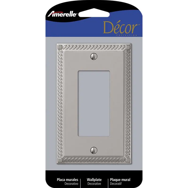 Amerelle Georgian Satin Nickel 1 gang Die-Cast Metal Decorator Wall Plate 1 pk New Release
