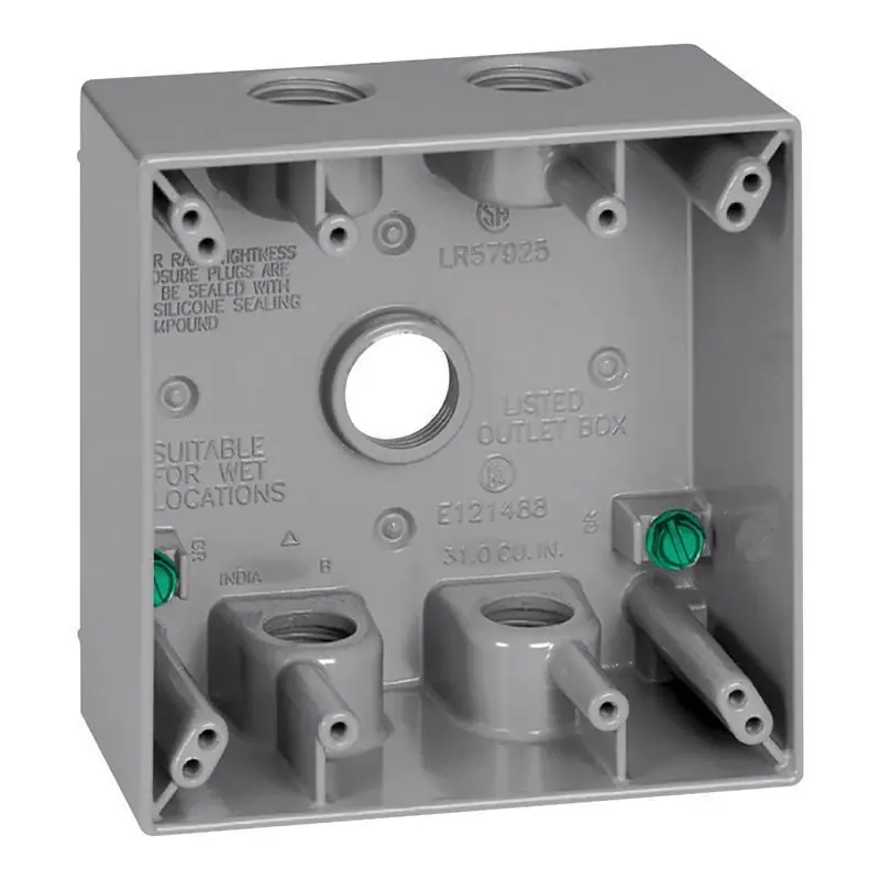 Sigma Engineered Solutions New Work 31 cu in Square Die-Cast Metal 2 gang Weatherproof Box Gray Premium