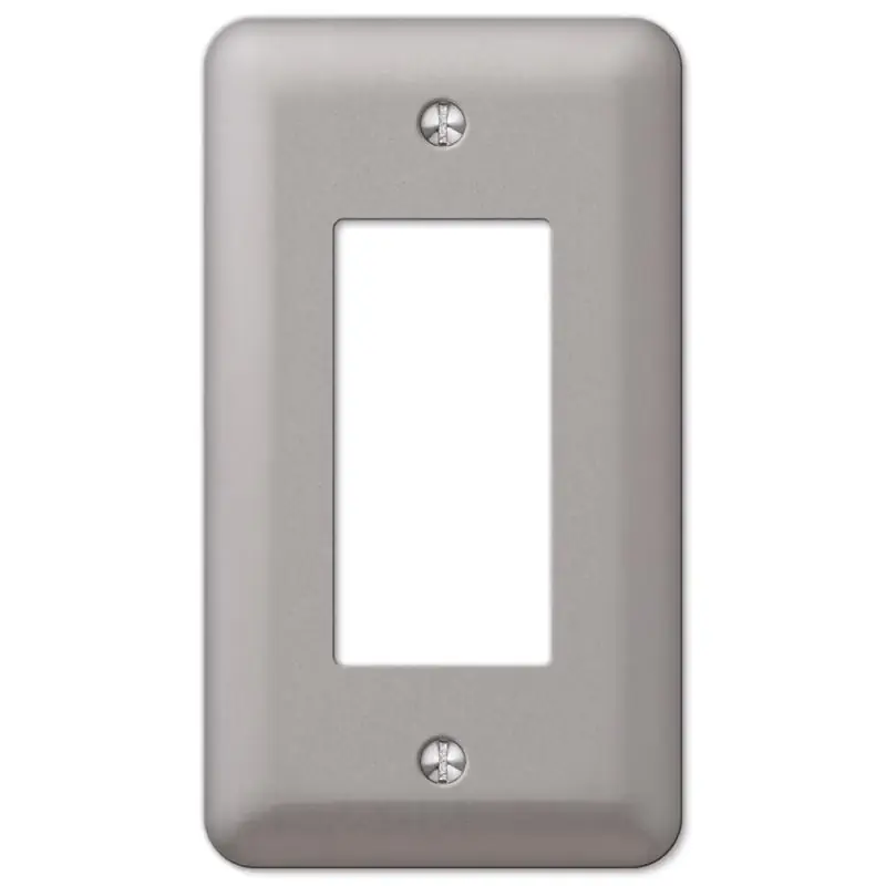 Buy Direct Amerelle Devon Brushed Nickel 1 gang Steel Single Outlet Wall Plate 1 pk, Pack of 6