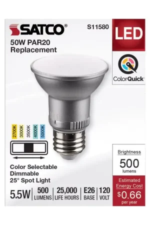 In Demand Satco PAR20 E26 (Medium) LED Bulb Tunable White/Color Changing 50 Watt Equivalence 1 pk