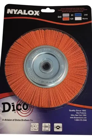 Final Sale Dico Nyalox 6 in. Medium Crimped Mandrel Mounted Wheel Brush Nylon 4500 rpm 1 pc