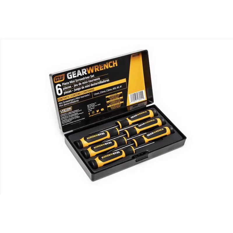 Professional Grade GEARWRENCH Phillips/Slotted Mini Screwdriver Set 6 pc