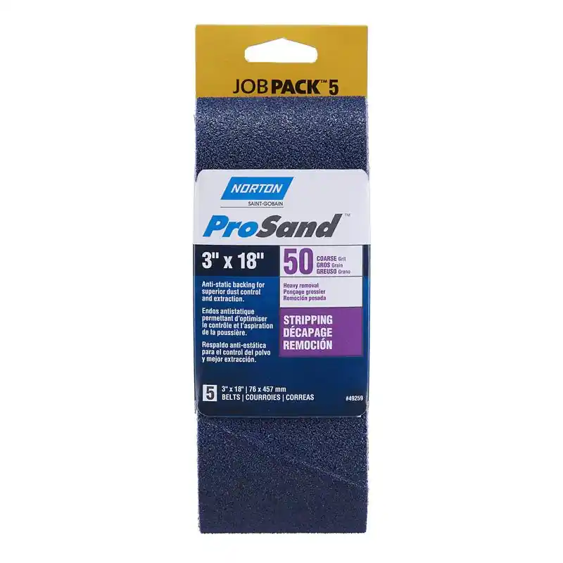Norton ProSand 18 in. L X 3 in. W Zirconia Alumina Sanding Belt 50 Grit Coarse 5 pc Certified