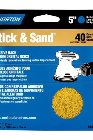 Best Choice Norton Stick & Sand 5 in. Aluminum Oxide Adhesive A250/A290/H290 Sanding Disc 40 Grit Extra Coarse 4