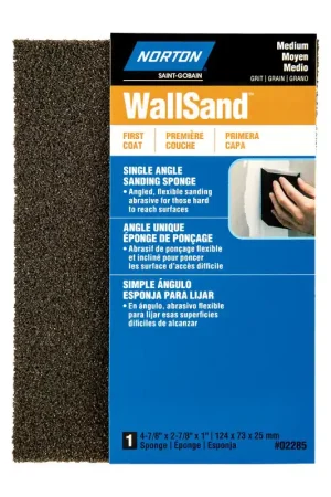 Express Delivery Norton WallSand 4.88 in. L X 2.88 in. W X 1 in. Medium Single Angle Sanding Sponge