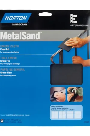 Authentic Norton MetalSand 11 in. L X 9 in. W 100 Grit Emery Cloth 3 pk