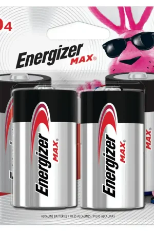 Authentic Energizer Max D Alkaline Batteries 4 pk Carded