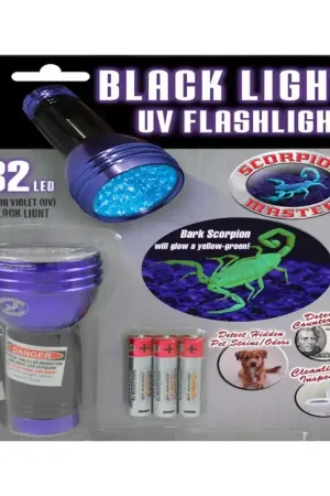 Scorpion 32 LED Black/Purple LED UV Flashlight AAA Battery New Release