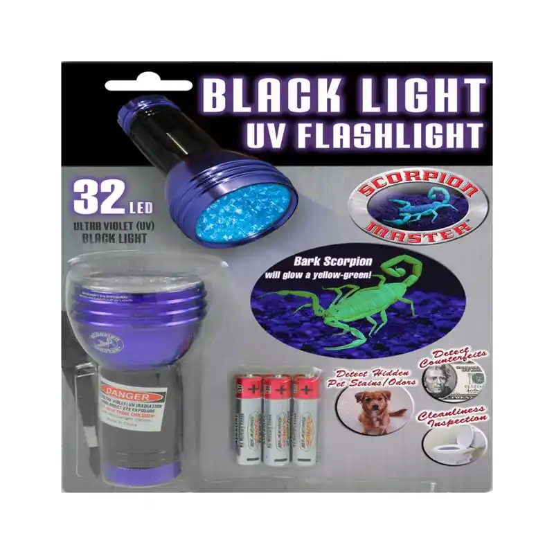 Scorpion 32 LED Black/Purple LED UV Flashlight AAA Battery New Release