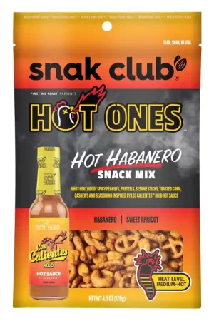 Order Now Snak Club Hot Ones Hot Habanero/Sweet Apricot Snack Mix 4.5 oz Bagged, Pack of 6