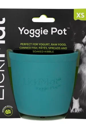 Top Pick LickiMat Yoggie Pot Turquoise Rubber Slow Feeder For Dogs