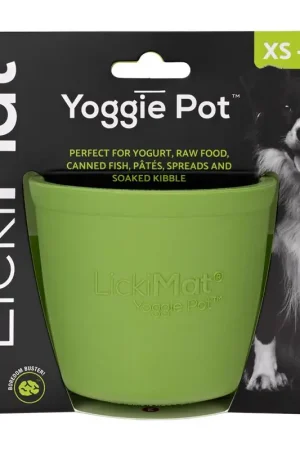 LickiMat Yoggie Pot Green Rubber Slow Feeder For Dogs Seasonal Sale