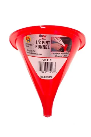 Midwest Can Red 4.5 in. H Polyethylene 0.5 pt Funnel Secure Checkout