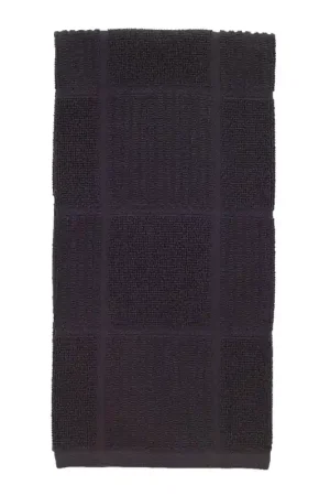 T-Fal Charcoal Cotton Checked Parquet Kitchen Towel 1 pk, Pack of 6 Brand New