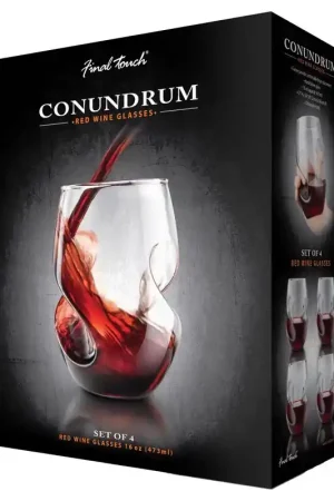 Final Touch 16 oz Clear Glass Conundrum Red Wine Glass Set Express Delivery
