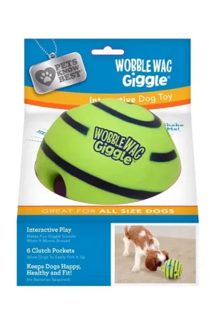 Pets Know Best Wobble Wag Giggle Ball For Dog Green Vinyl Ball Dog Toy 1 pk Premium