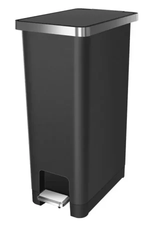 Big Sale EKO Hana Slim 11.9 gal Black Plastic Step Pedal Trash Can, Pack of 2