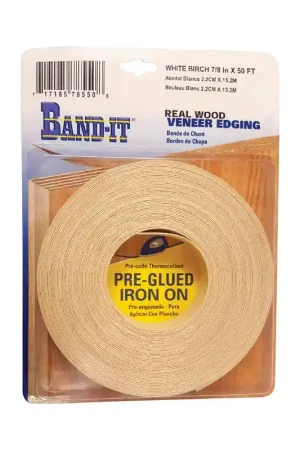Special Offer Band-It .030 in. X 7/8 in. W X 50 ft. L White Birch Real Wood Veneer Edging #2/BTR Premium Grade