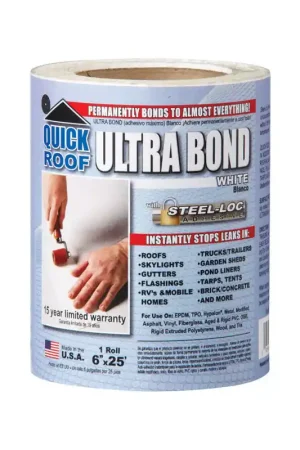 Quick Roof Ultra Bond 6 in. W X 25 ft. L Tape Self-Adhesive Roof Repair White Affordable