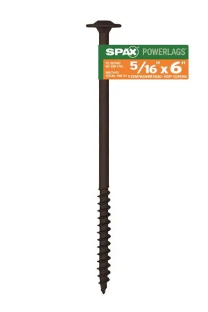 SPAX PowerLags 5/16 in. X 6 in. L Washer High Corrosion Resistant Carbon Steel Lag Screw 1 pk, Pack of 25 Discount