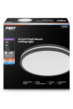 Big Sale Feit 2.6 in. H X 14 in. W X 14 in. L Matte Black Black Ceiling Fixture
