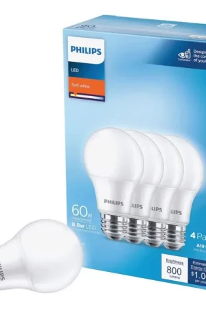 Order Now Philips A19 E26 (Medium) LED Bulb Soft White 60 Watt Equivalence 4 pk