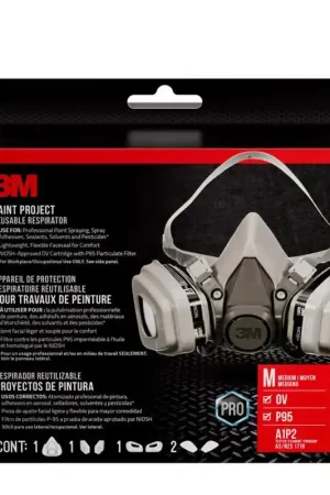 3M P95 Paint Project Half Face Respirator Valved Gray M 1 pc Today Only