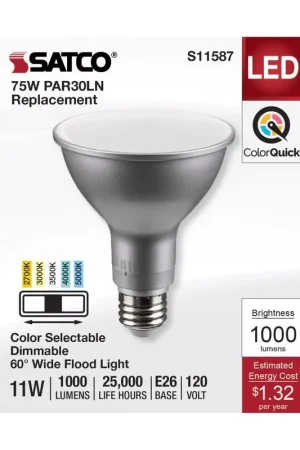 Holiday Sale Satco PAR30LN E26 (Medium) LED Bulb Tunable White/Color Changing 75 Watt Equivalence 1 pk