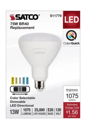 Best Price Satco BR40 E26 (Medium) LED Bulb Tunable White/Color Changing 75 Watt Equivalence 1 pk