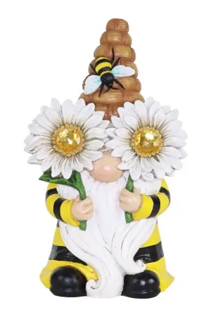 Clearance Exhart Assorted Resin 11 in. H Beekeeper Gnome Solar Statue, Pack of 3