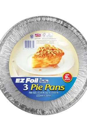 Hefty EZ Foil 8-3/4 in. W X 8-3/4 in. L Pie Pan Silver 3 pk, Pack of 12 Trusted Brand