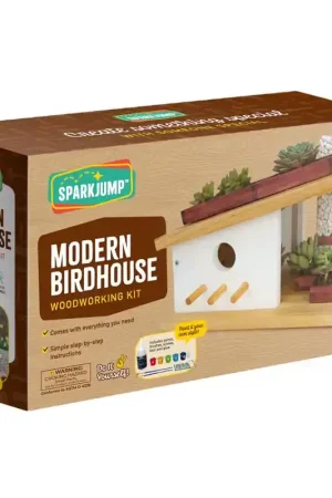 Exclusive Offer SparkJump Modern Birdhouse Woodworking Kit