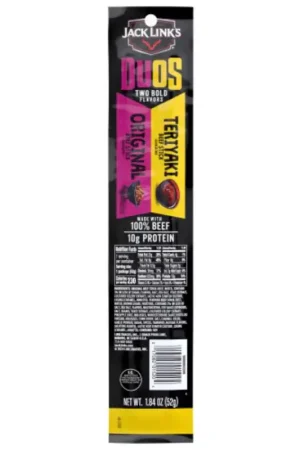 Hot Deal Jack Link's Duo's Original/Teriyaki Beef Stick 1.84 oz Packet, Pack of 10