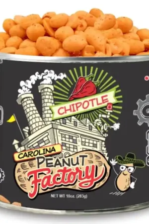 1 in 6 Snacks Carolina Peanut Factory Chipotle Peanuts 10 oz Can, Pack of 6 Best Seller